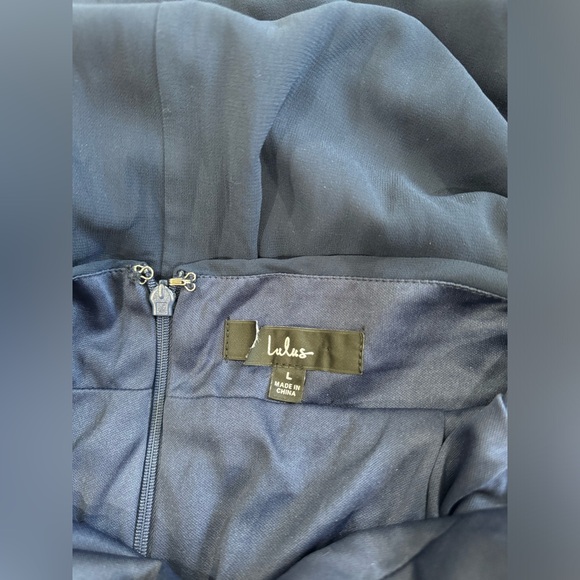 Lulus Maxi Dress Navy Blue Ruffled Lace-Up Soiree Celebration Formal Dress NWOT - Picture 9 of 10